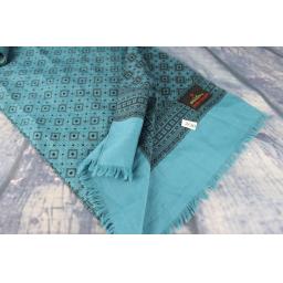 Vintage Ariston Cashmere & Pure Wool Black & Blue Pattern Scarf