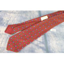 Vintage Made In England For Bambergers New Jersey 1950s Skinny Tie Burgundy, Green & Blue All Wool