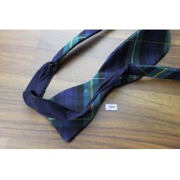 Vintage Silk/Wool Poplin Self Tie Straight End Thistle Bow Tie Green Blue Plaid Tartan