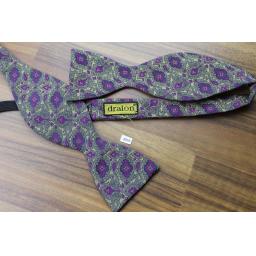 Vintage Dralon Self Tie Bow Tie Straight End Thistle Purple Paisley