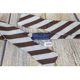 Superb Vintage Van Boven Silver & Brown Broad Stripe Self Tie Slim Thistle Bow Tie