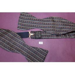 Vintage English 100% Silk Self Tie Straight End Thistle Bow Tie Navy Burgundy
