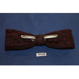 Vintage Brown Red & Black Repeat Pattern Square End Clip On Bow Tie