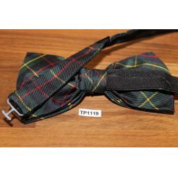 Vintage 100% Silk Tartan Plaid Pre Tied Adjustable Length Bow Tie