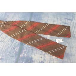 Vintage Weber & Heilbroner Self Tie Adjustable Straight End Skinny Bow Tie Brown Red & Ivory Striped
