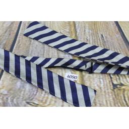 Vintage Self Tie Straight End Paddle Bow Tie Navy & Silver Stripe