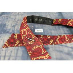 Vintage Red Paisley Covered Button Cross Over Stubby Western/Cowboy/Kentucky Bow Tie