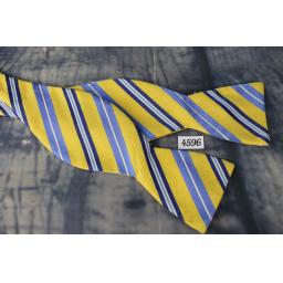 Saddlebred Part Silk Straight End Thistle Bow Tie Yellow, Blue & Navy Broad Stripe