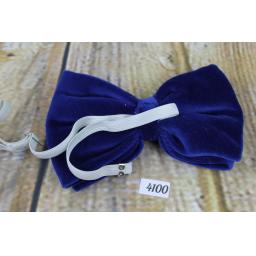 Vintage 1970s Royal Blue Velvet Pre-Tied Bow Tie Adjustable
