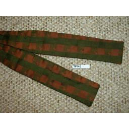 Vintage 100% Silk Self Tie Square End Bow Tie Olive & Terracotta