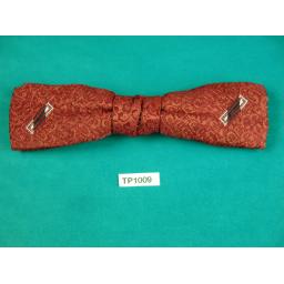 Vintage Claret Jacquard Embroidered Motif Square End Clip On Bow Tie