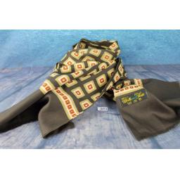 Vintage Designer German Wool & Silk Brown Beige & Terracotta Squares Pattern Scarf