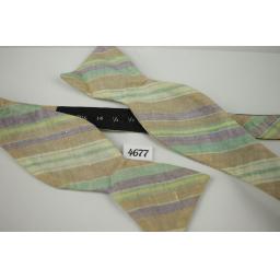 Vintage Pastel Striped Linen Self Tie Straight End Thistle Bow Tie