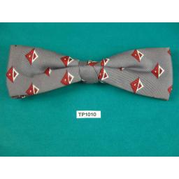 Vintage Grey Claret & CreamSquare Repeat Pattern End Clip On Bow Tie