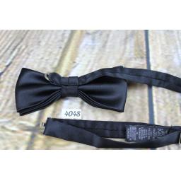 Vintage Classic Black Satin Pre-Tied Bow Tie Adjusts To Fit All Sizes