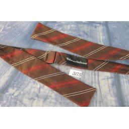 Vintage Weber & Heilbroner Self Tie Adjustable Straight End Skinny Bow Tie Brown Red & Ivory Striped