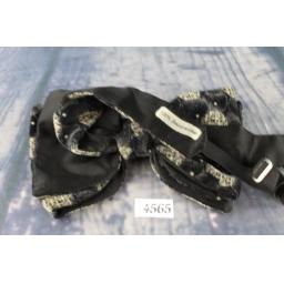 Vintage 1970s Charcoal and Beige Velvet Pre-Tied Bow Tie