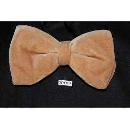 Vintage 1970s Pre-Tied Bow Tie Taupe Velvet One Size Fits all