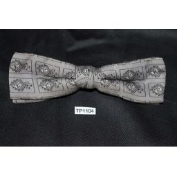 Vintage & Black Repeat Pattern Square End Clip On Bow Tie