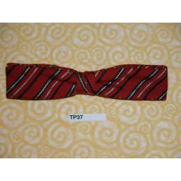 Vintage Clip On Bow Tie Narrow Red/Black/White Stripe
