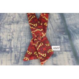 Vintage Red Paisley Covered Button Cross Over Stubby Western/Cowboy/Kentucky Bow Tie
