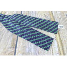Vintage Keys All Silk Self Tie Adjustable Straight End Paddle Bow Tie Navy & Green Striped