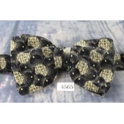 Vintage 1970s Charcoal and Beige Velvet Pre-Tied Bow Tie