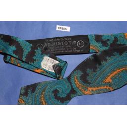 Vintage 100% Silk Self Tie Pointed End Thistle Bow Tie Turquoise Paisley