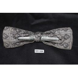 Vintage & Black Repeat Pattern Square End Clip On Bow Tie