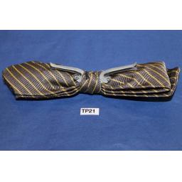 Vintage Grey & Gold Repeat Striped Arrow End Clip On Bow Tie