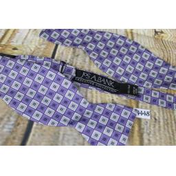100% Silk Self Tie Straight End Thistle Lilac Squares Pattern Bow Tie