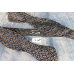 Vintage 100% Silk Grey Black & Burnt Orange Patterned Self Tie Arrow End Bow Tie