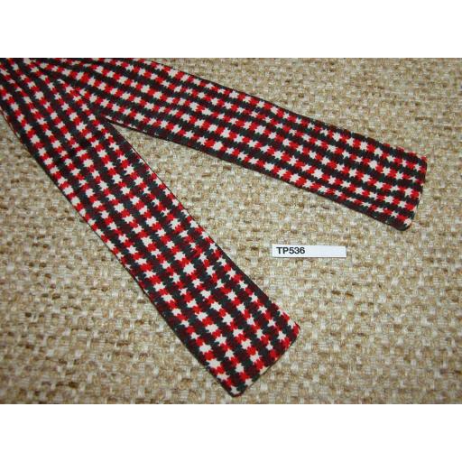 Vintage Self Tie Square End Bow Tie Red Black White Pattern Custom Made
