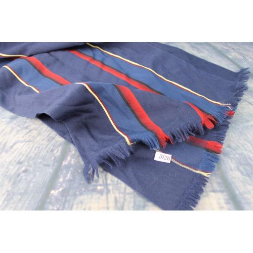 Vintage Pure Wool Striped Blue & Burgundy Scarf