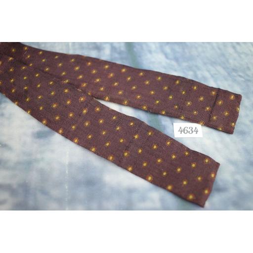 Vintage Self Tie Straight End Bow Tie Brown with Gold &Red Spots