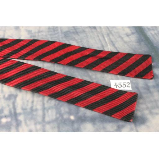 Superb Vintage Red & Black Striped Self Tie Square End Skinny Bow Tie