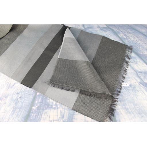 Vintage Mens Charcoal & Silver Grey Striped Scarf