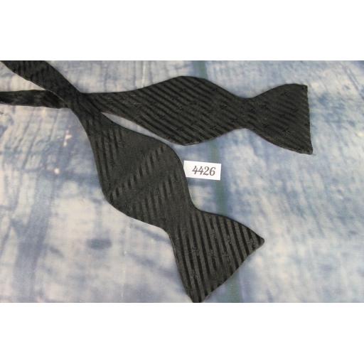 Superb Vintage Childs Small Classic Black Striped Self Tie Bow Tie Straight End Thistle Fixed Length