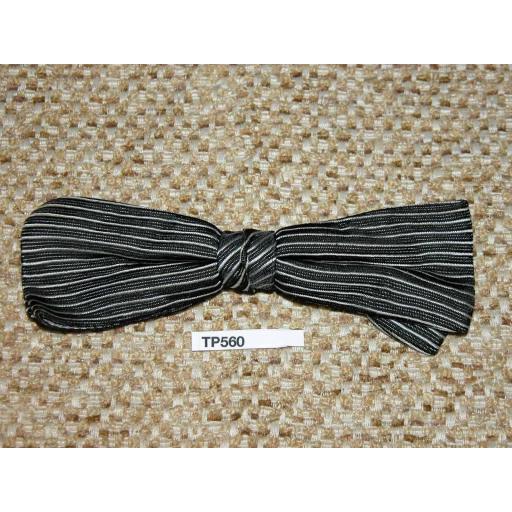 Vintage Clip On Bow Tie Black & White Stripe