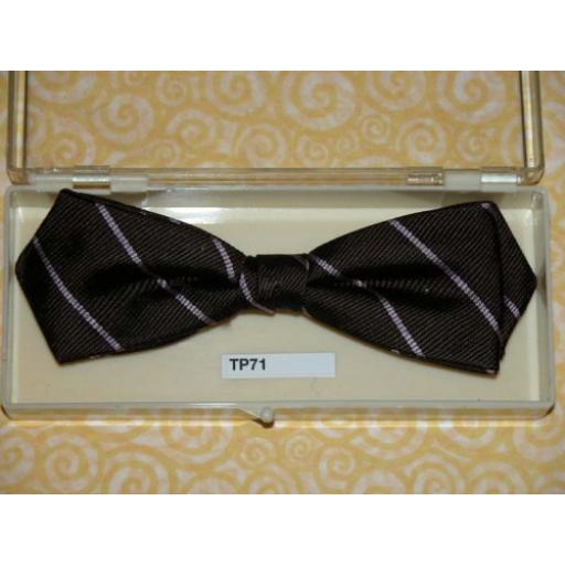 Vintage Clip On Bow Tie Brown Pink Stripes In Original Box