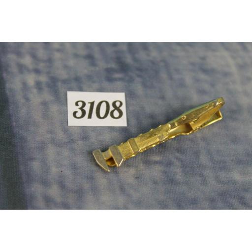 Vintage Gold & Silver Metal Tie Clip Adjustable Wrench Spanner Mechanic