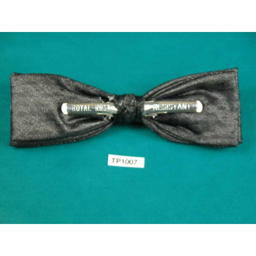 Vintage Charcoal Grey With Gold & Cream Motif Square End Clip On Bow Tie