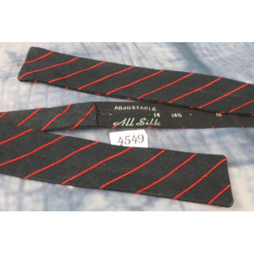 Superb Vintage All Silk Red & Black Self Tie Square End Skinny Bow Tie