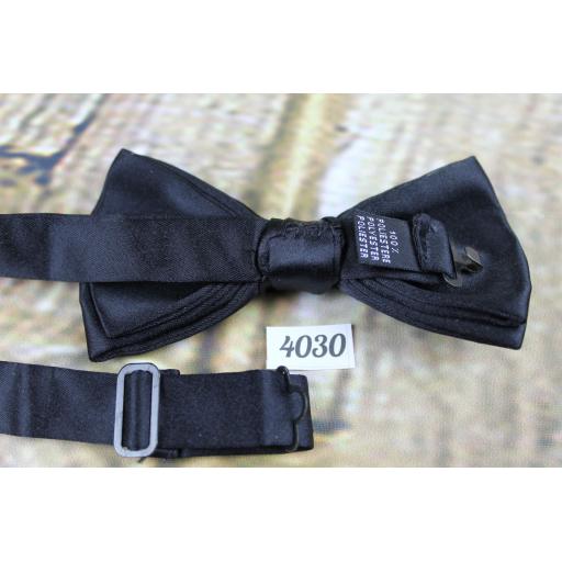 Vintage Classic Black Satin Type Pre-Tied Bow Tie One Size Fits All