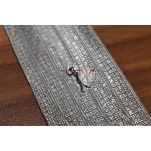 Vintage 1960s 2" Wide Silver Tie Embroidered Detail Narrow/Skinny Jim/Rat Pack/Deco Style