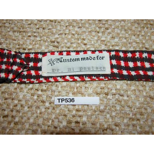 Vintage Self Tie Square End Bow Tie Red Black White Pattern Custom Made