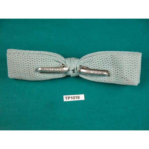 Vintage Pale Green Open Weave Fabric Square End Clip On Bow Tie