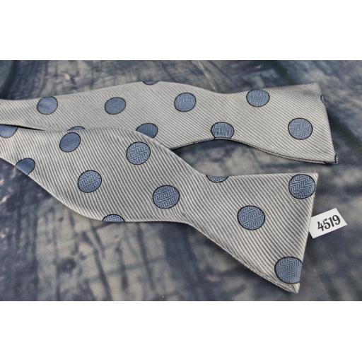 Superb Stafford Circles Spots Pattern Grey & Blue Self Tie Square End Thistle Bow Tie