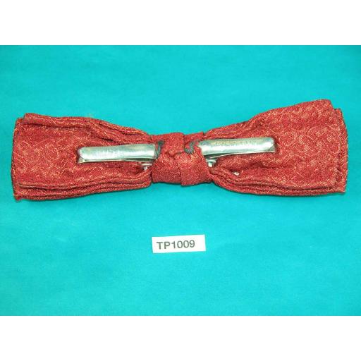 Vintage Claret Jacquard Embroidered Motif Square End Clip On Bow Tie