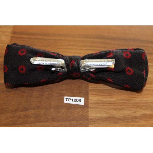 Vintage Clip On Bow Tie Black And Red Repeat Pattern
